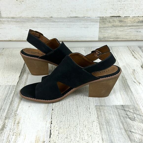 Sofft Women’s 9.5 Black Faux Suede Block Heel Open Toe Slingback Sandals NEW - Picture 7 of 10